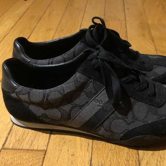 Brand New Coach "Kelson" Gray Black Signature Jacquard Suede Trim Sneakers - Picture 6 of 10